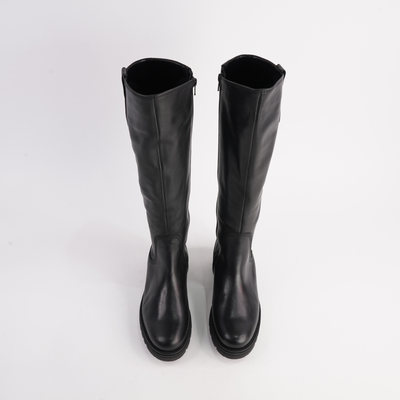 Mia Black Leather Knee High Boots