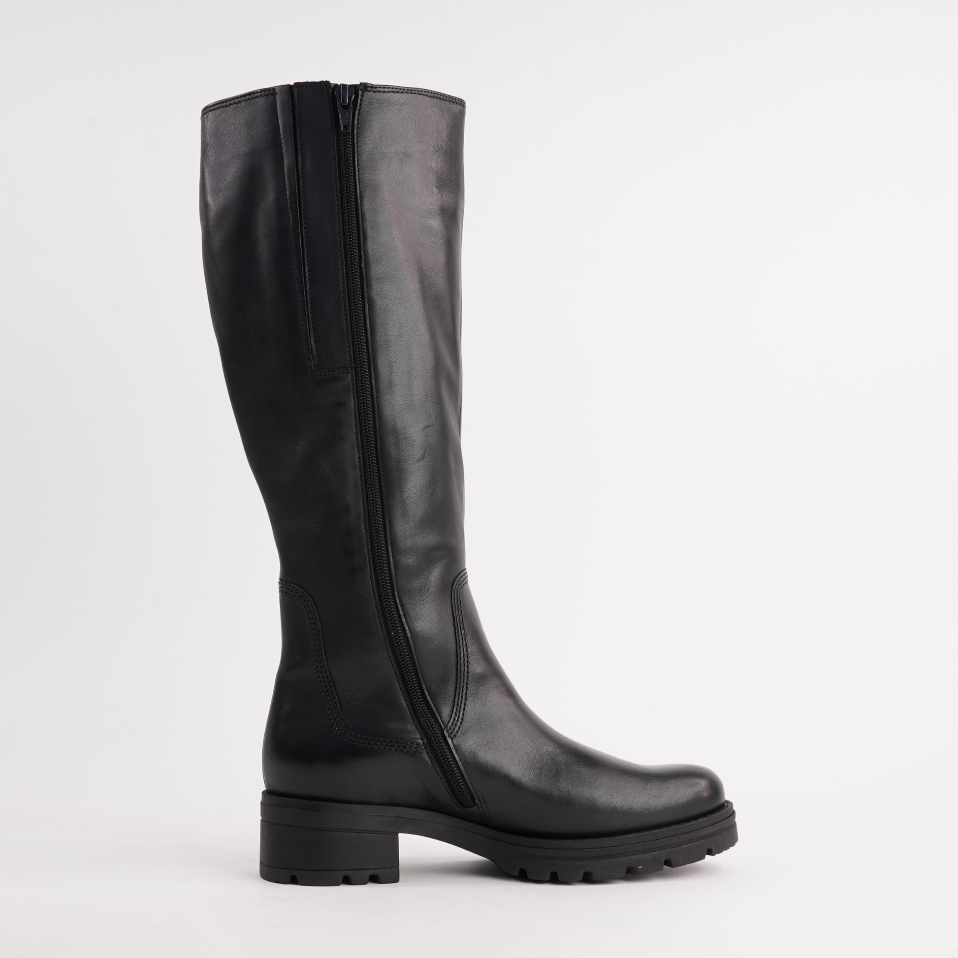 Mia Black Leather Knee High Boots