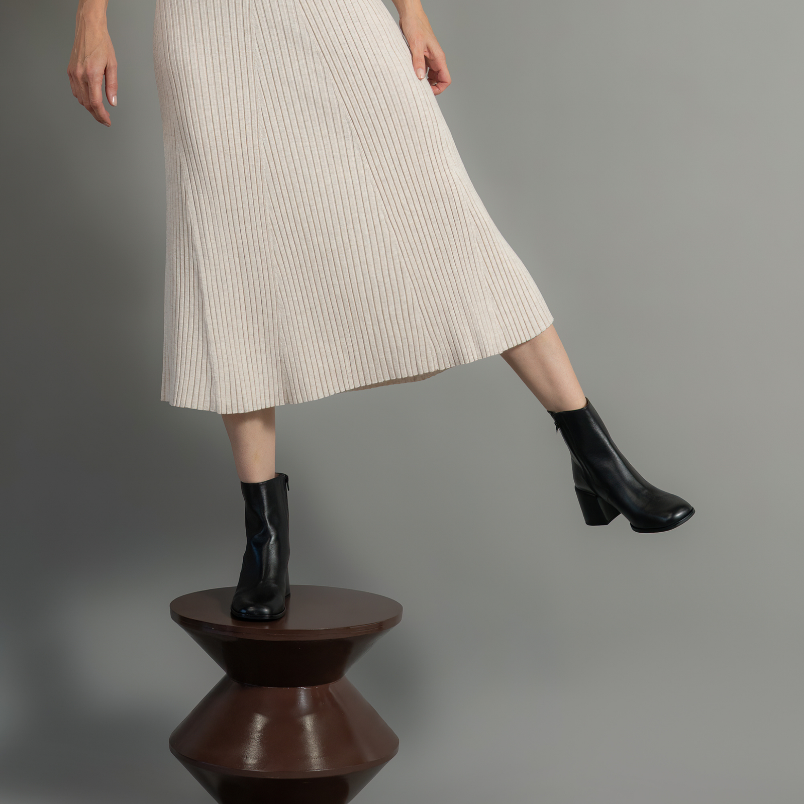 Vesper Black Leather Ankle Boots