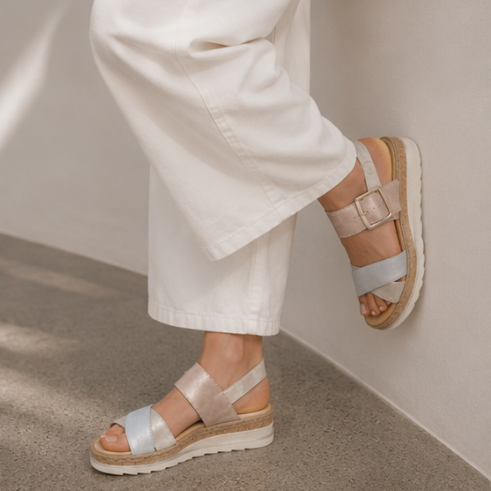 V7951 Nude Shimmer Combo Sandals
