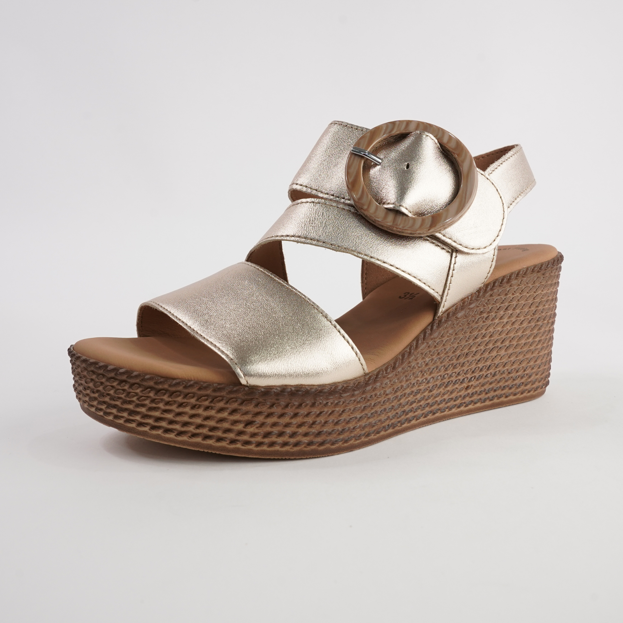 Thelma Champagne Leather Wedges