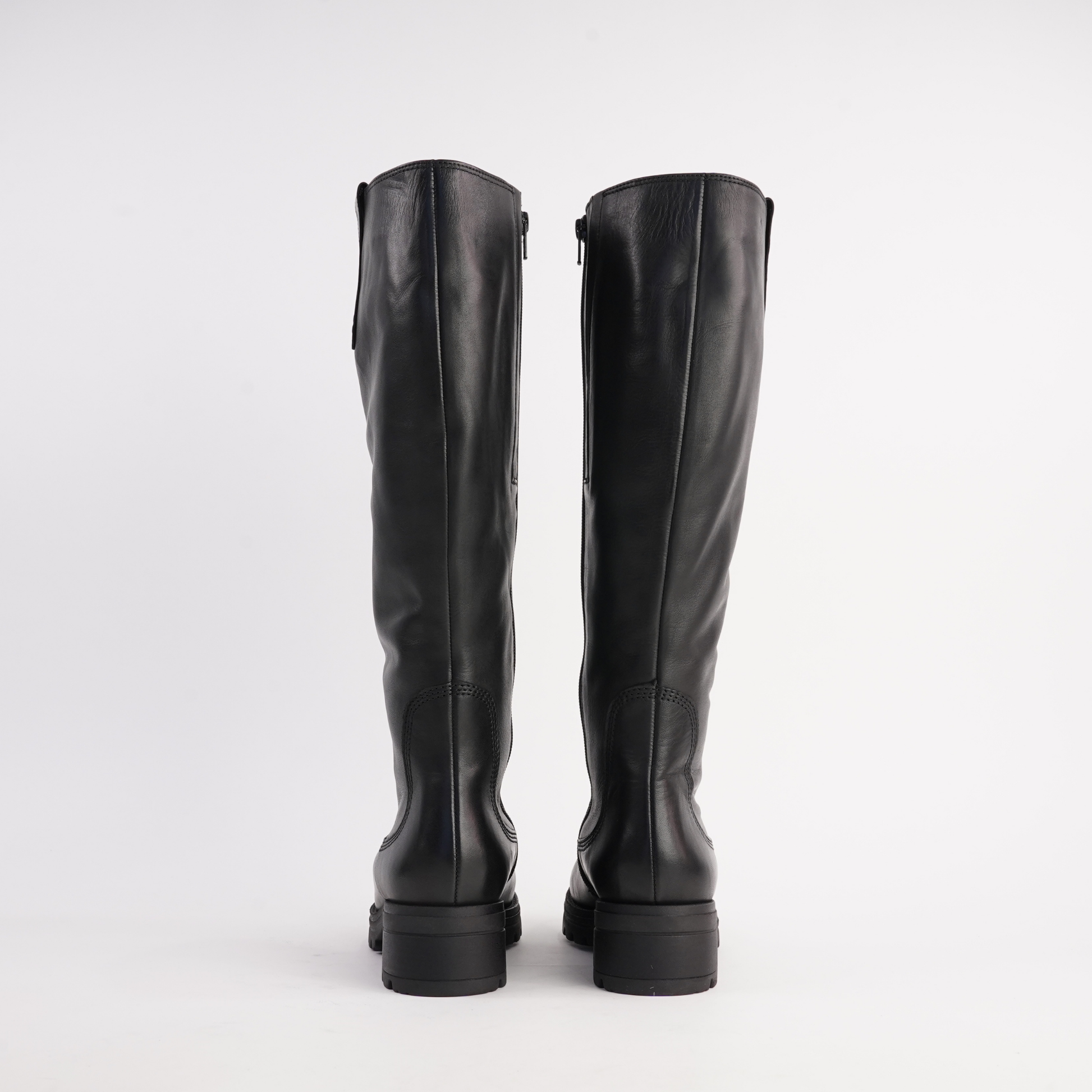 Mia Black Leather Knee High Boots