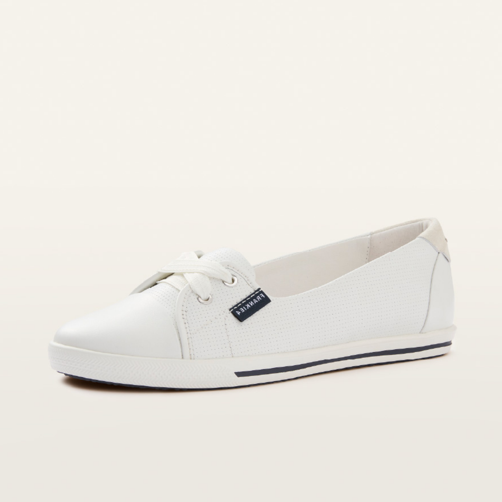 Hannah III White Punched Leather Sneakers