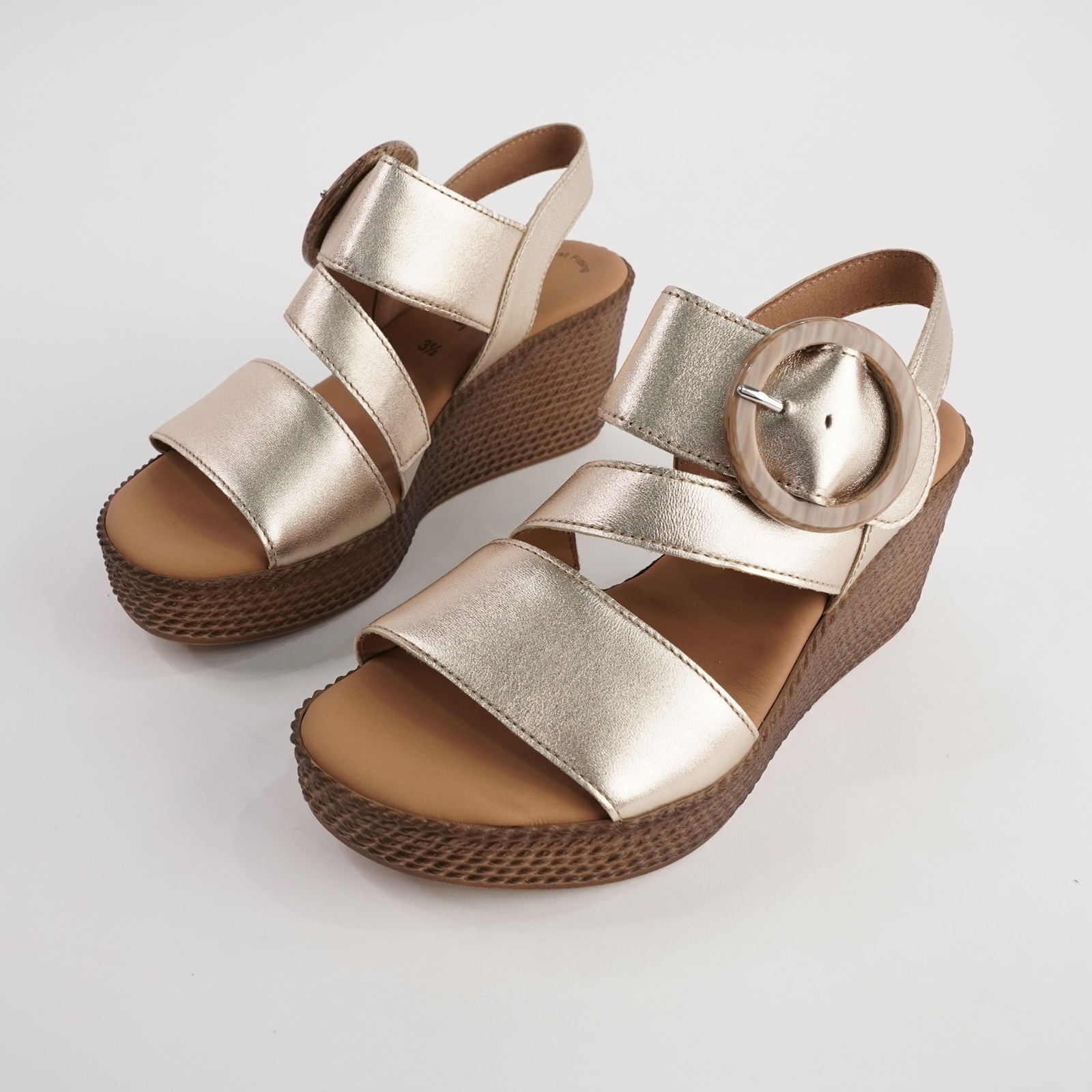Thelma Champagne Leather Wedges