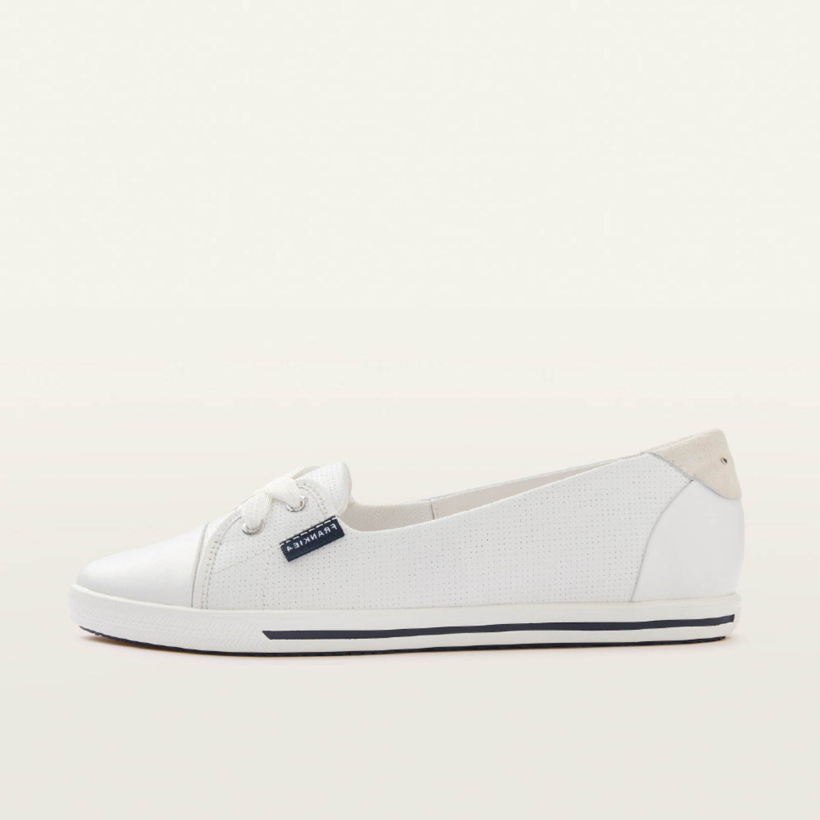 Hannah III White Punched Leather Sneakers