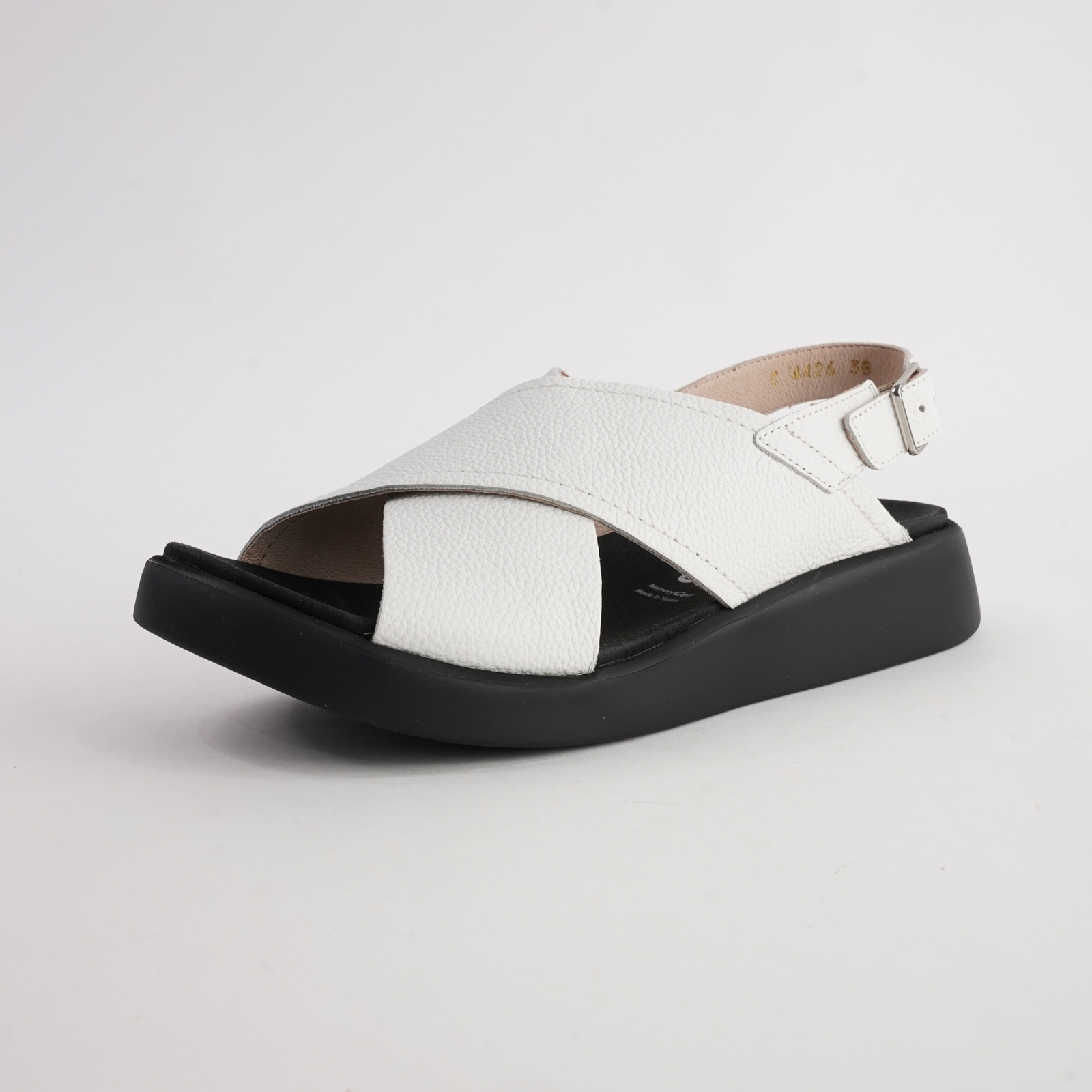 Colleen Off White/ Black Sole Leather Sandals