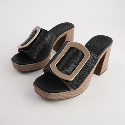 Rouba Negro Leather Heels