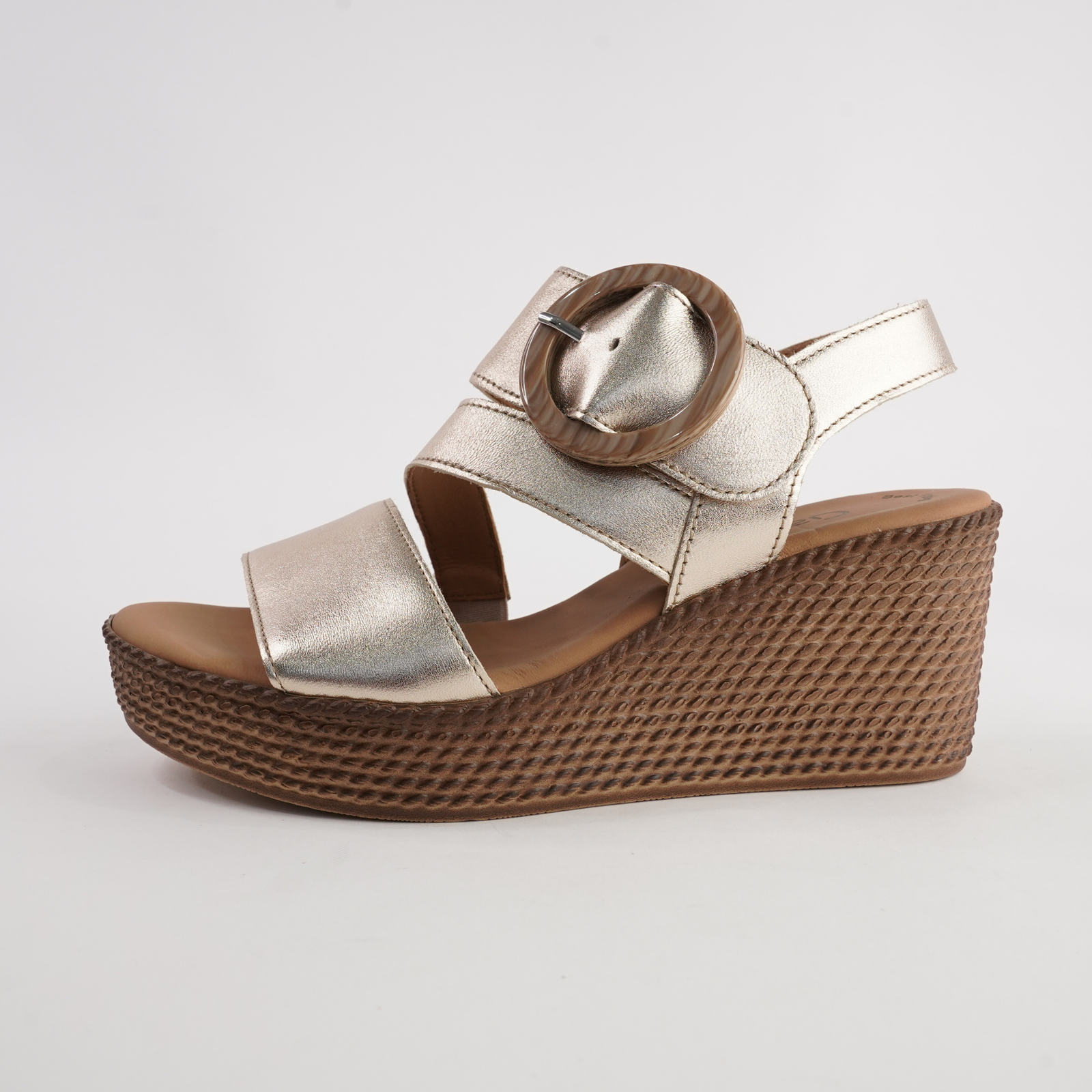 Thelma Champagne Leather Wedges