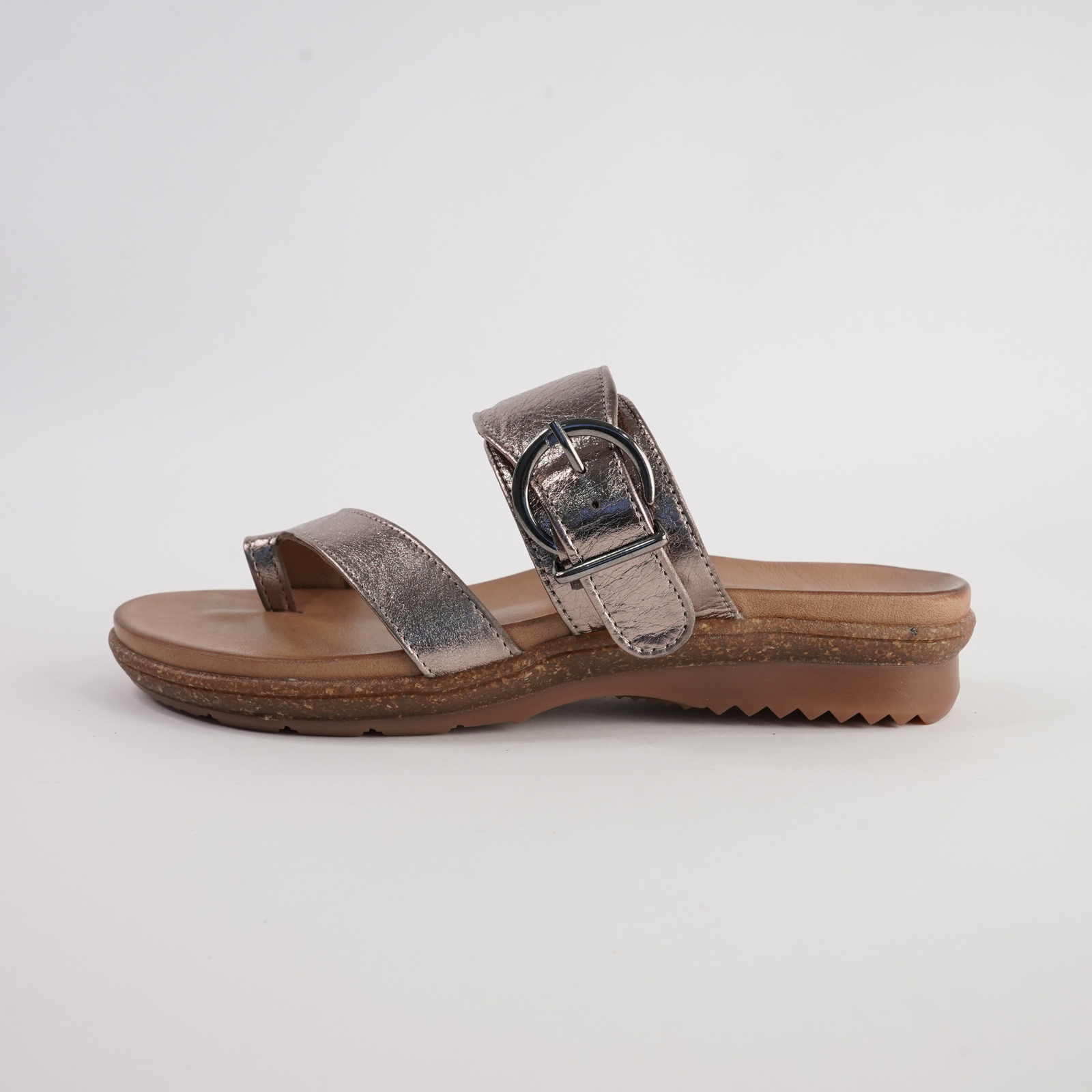 Archy Pewter Leather Sandals