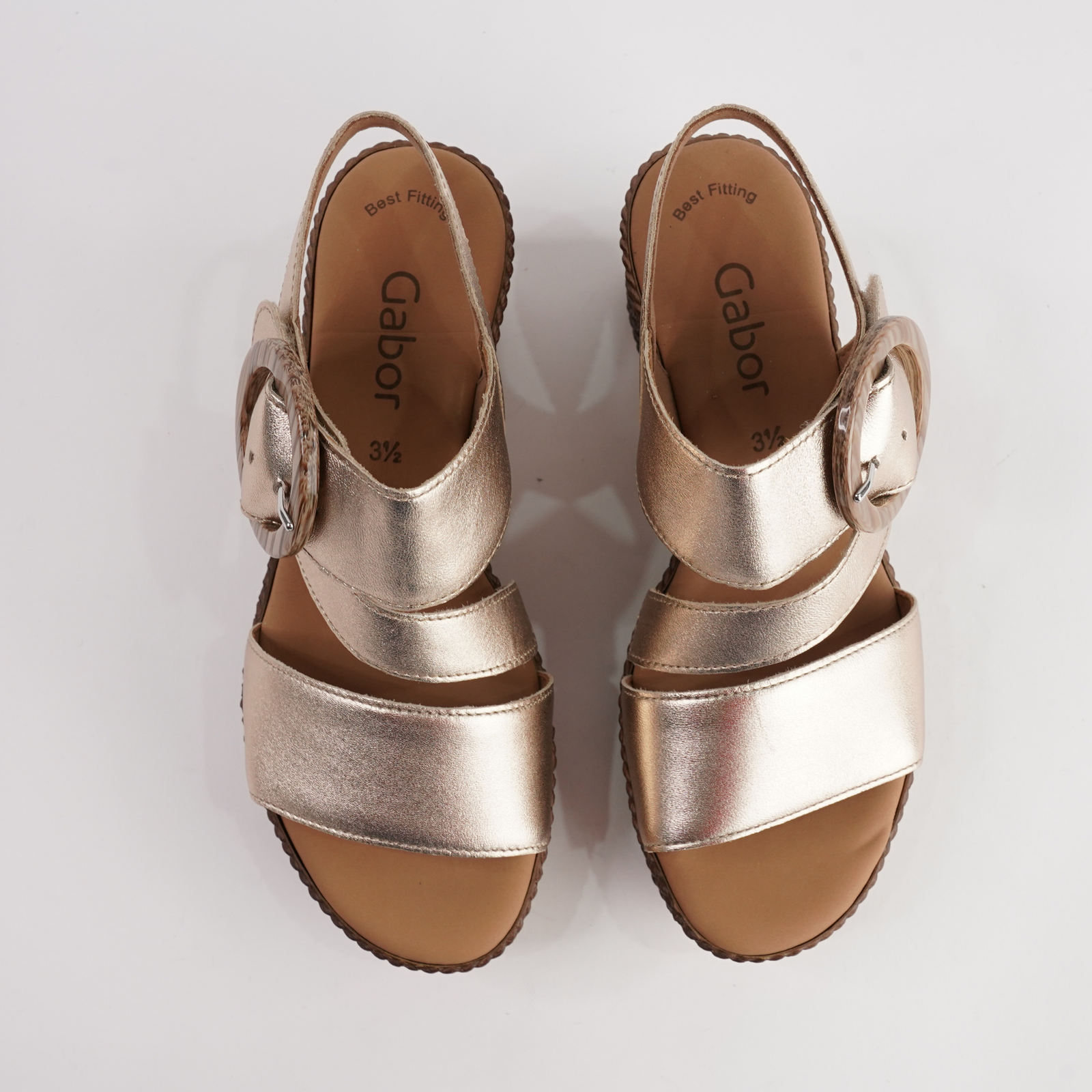 Thelma Champagne Leather Wedges