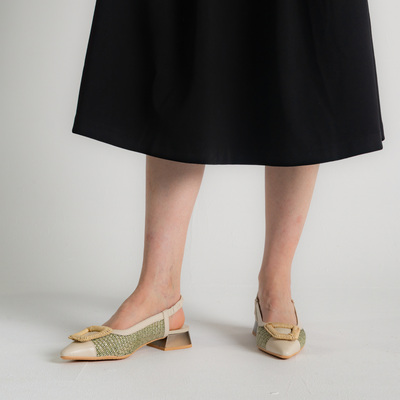 Rhv254046 Latte/ Eucalyptus Leather Flats