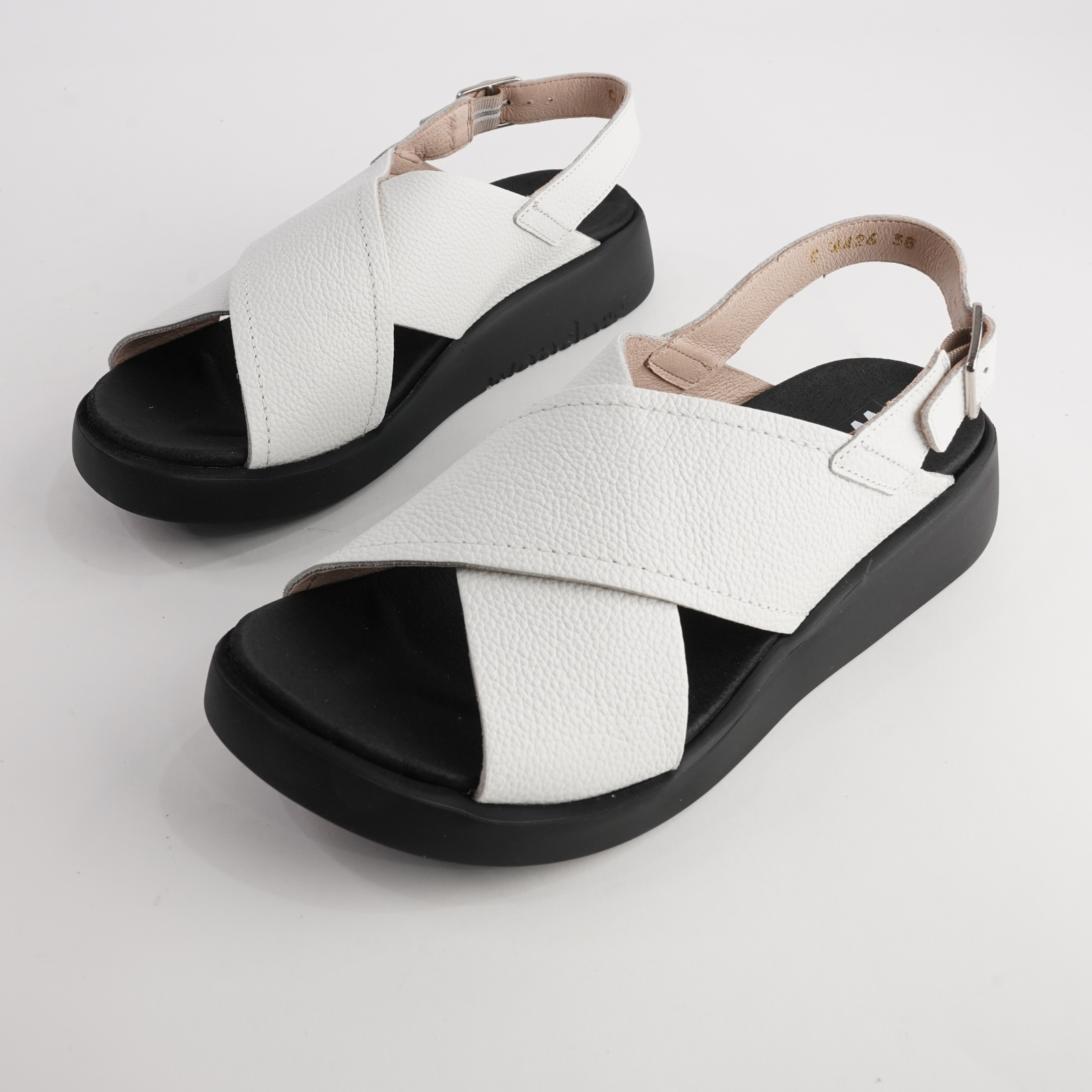Colleen Off White/ Black Sole Leather Sandals
