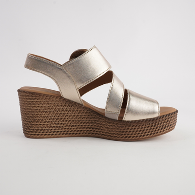 Thelma Champagne Leather Wedges