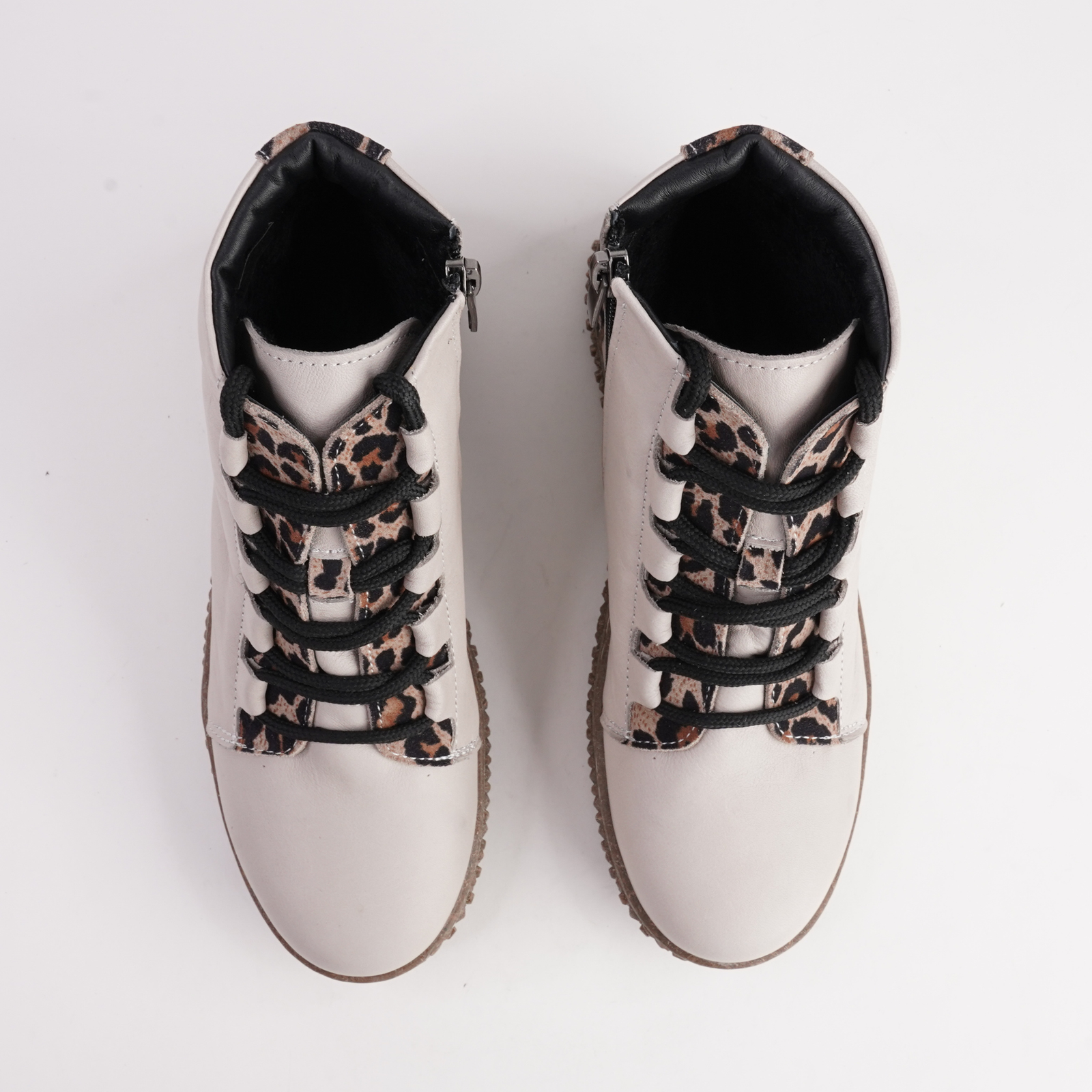 Bonnie Taupe Leather Lace Up Boots