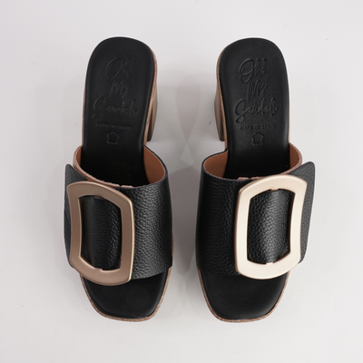 Rouba Negro Leather Heels