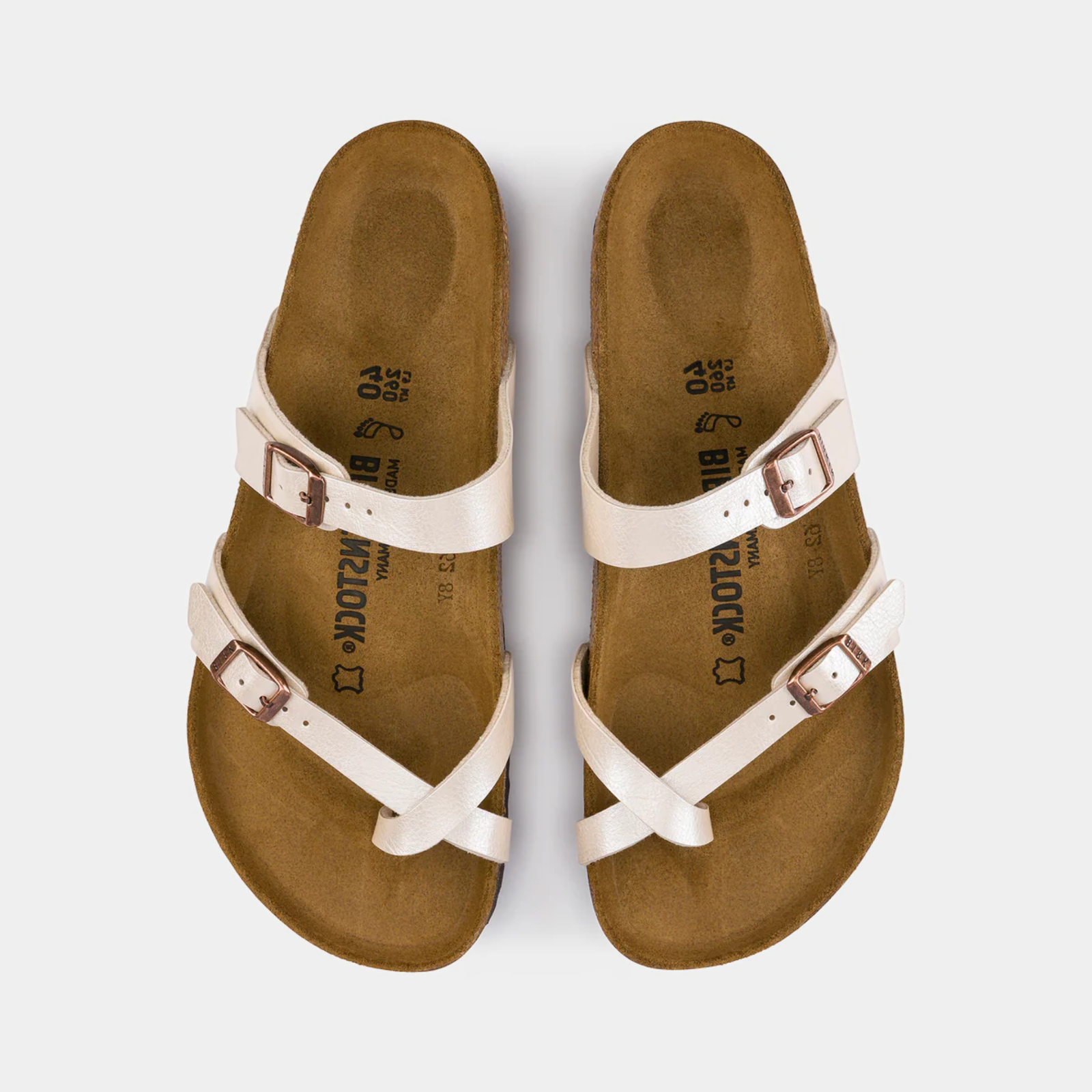 Mayari Birko-Flor Graceful Pearl White Sandals