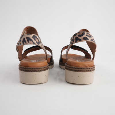 Lapel Negro/ Leopard Leather Sandals