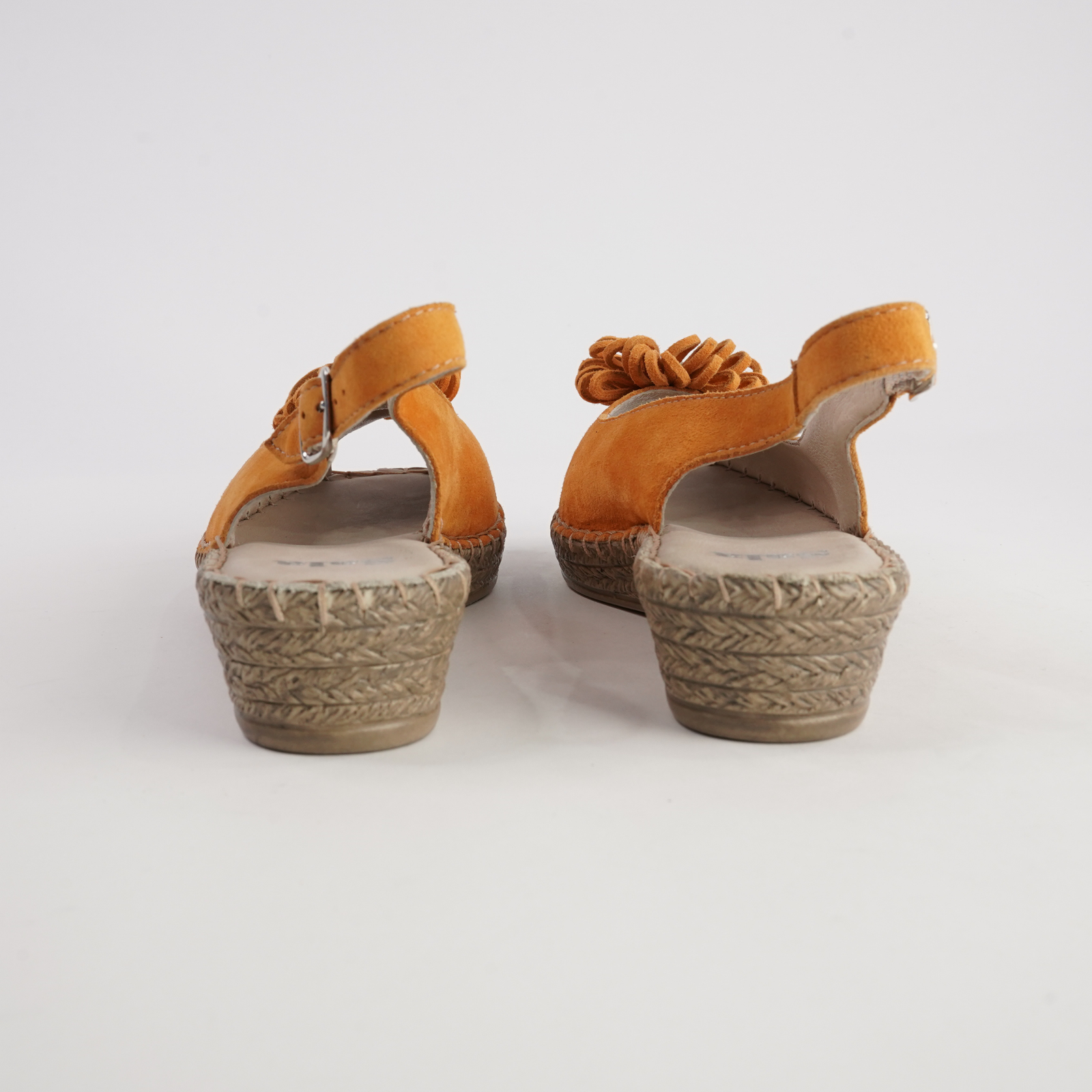 Erica Orange Suede Espadrille Wedges