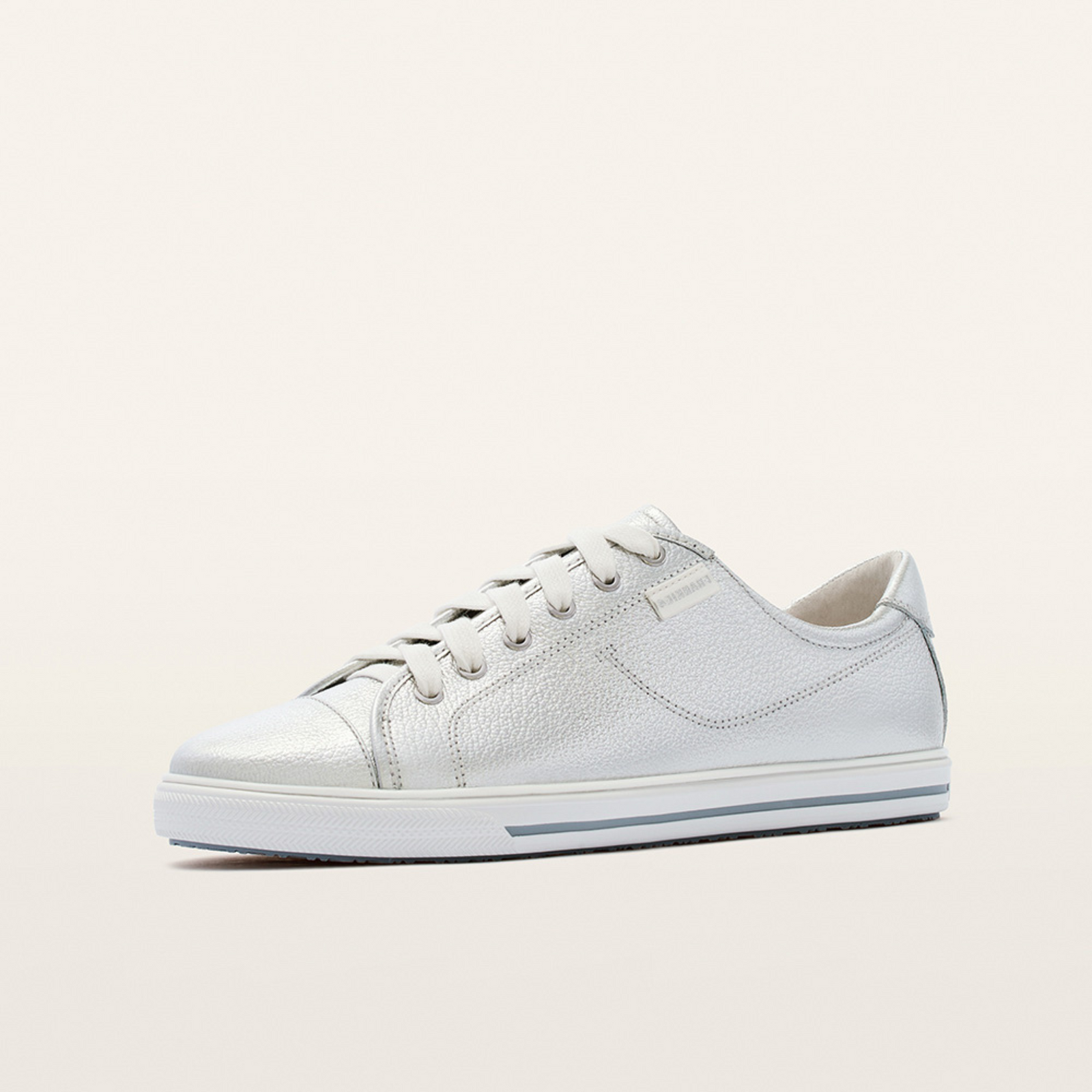 Nat III Silver Tumbled Leather Sneakers