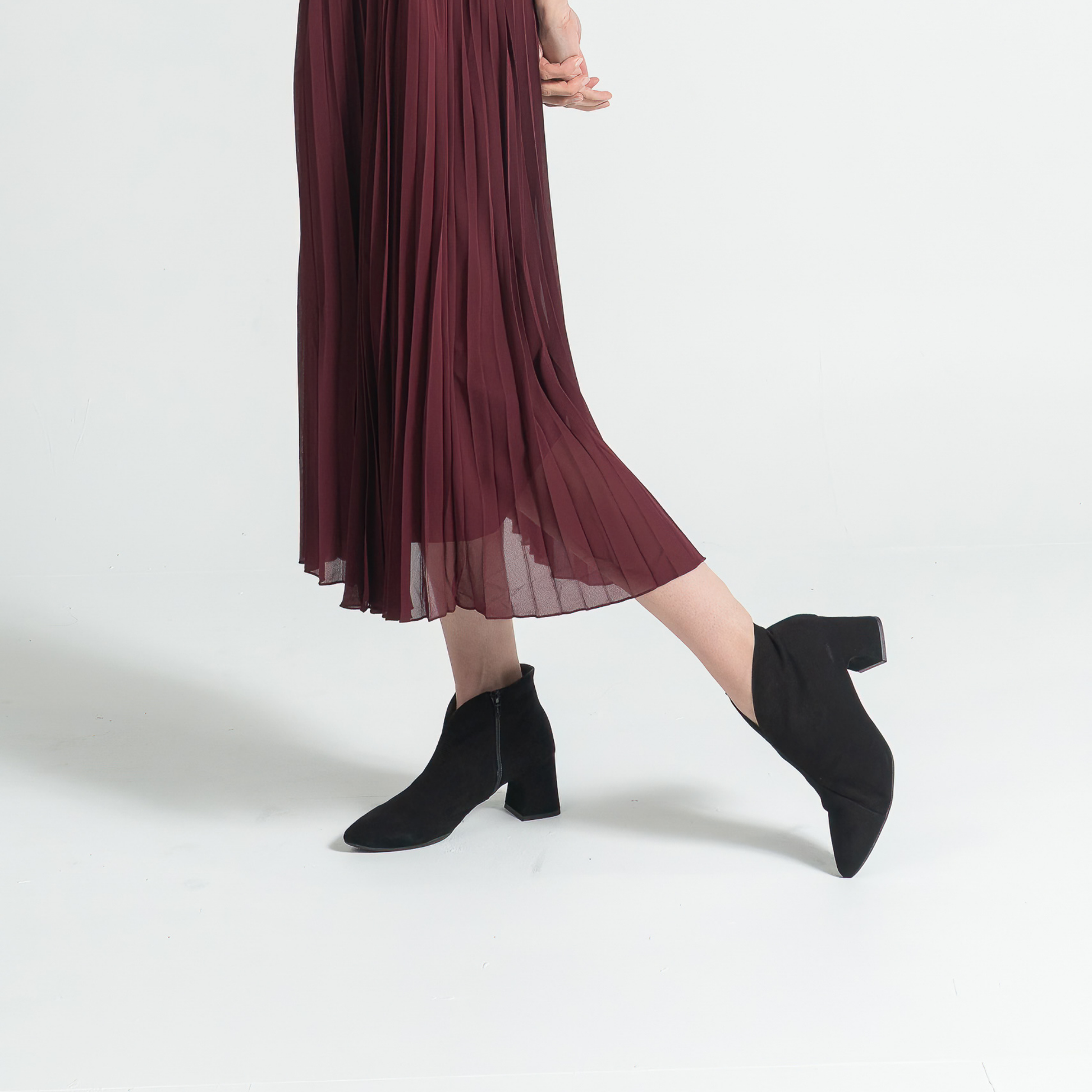 Isolde Black Suede Leather Ankle Boots