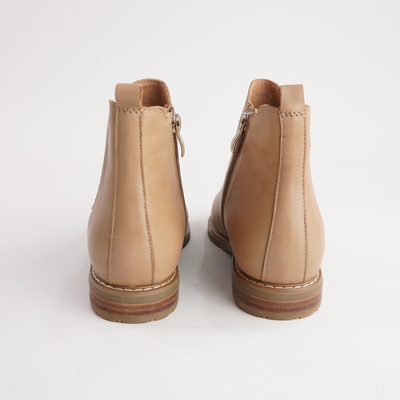 Tamara Camel Leather Ankle Boots