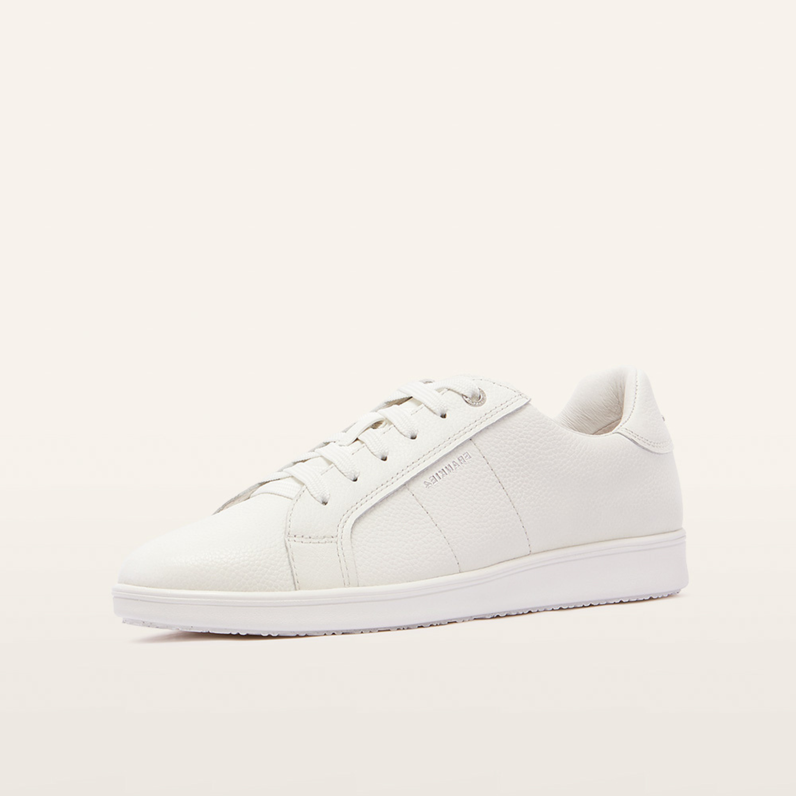 Jackie V White Tumbled Leather Sneakers