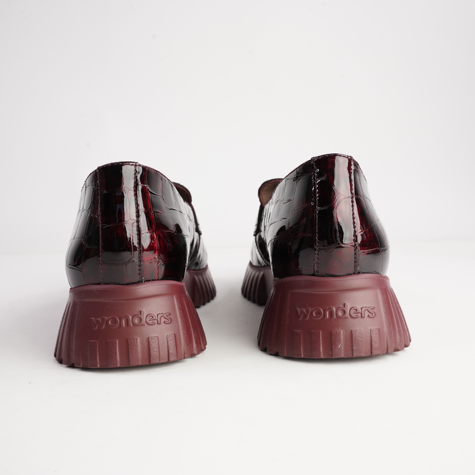 Nabia Vino Croc Patent Loafers