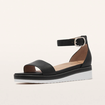 Skye Black Tumbled Leather Sandals