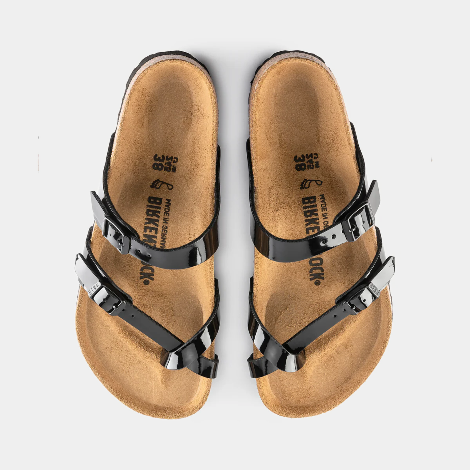 Mayari Patent Black Birko Flor Sandals