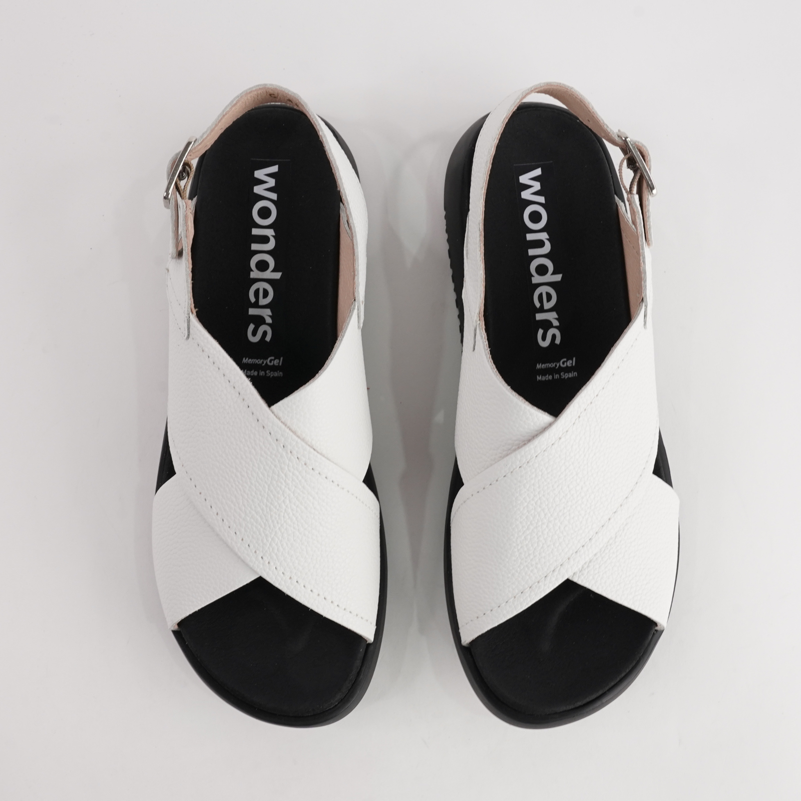 Colleen Off White/ Black Sole Leather Sandals