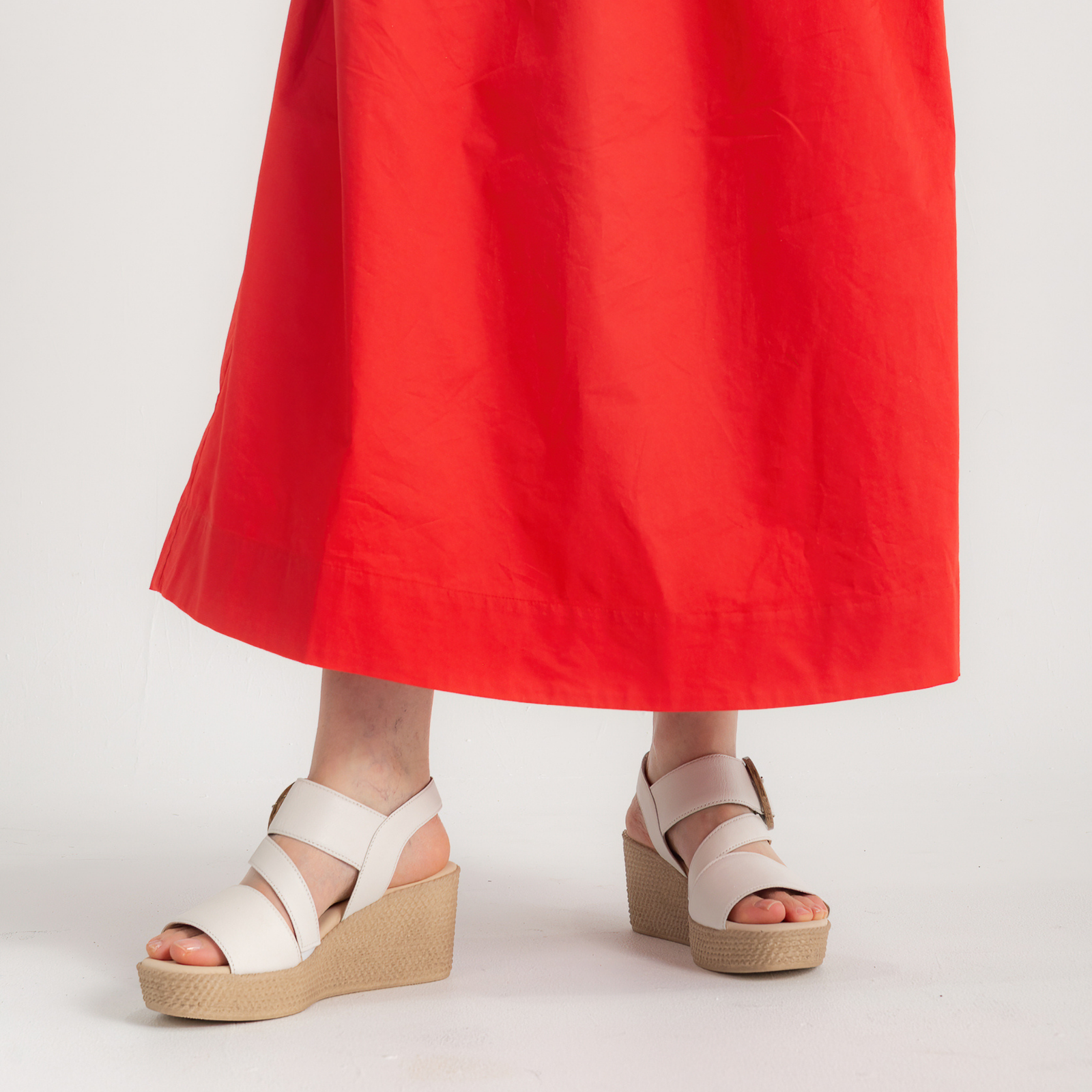 Thelma Latte Leather Wedges