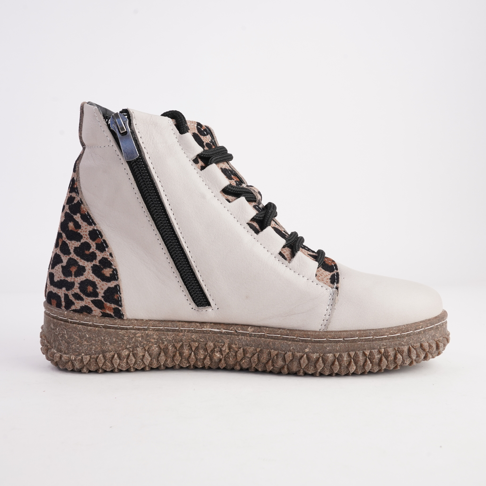 Bonnie Taupe Leather Lace Up Boots