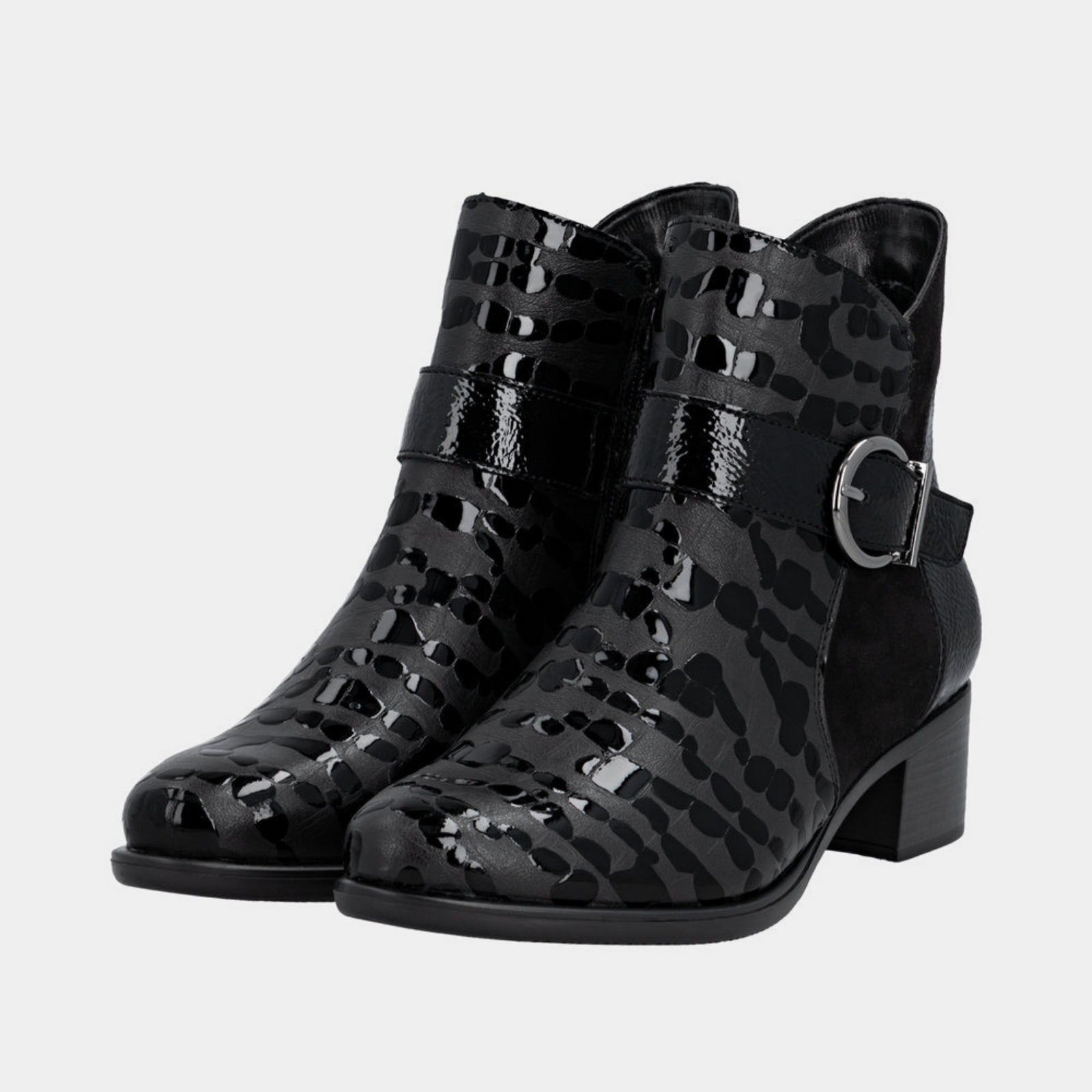 R5188 Schwarz Leather Ankle Boots