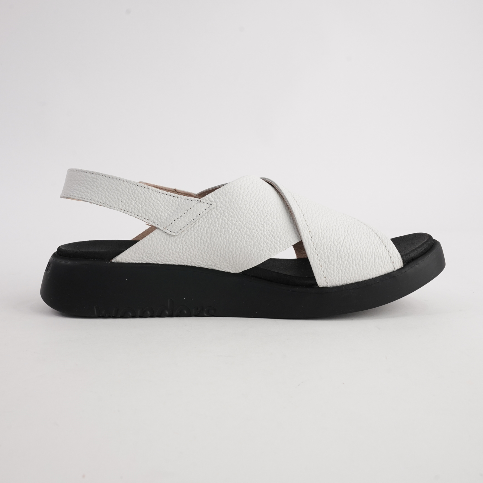 Colleen Off White/ Black Sole Leather Sandals