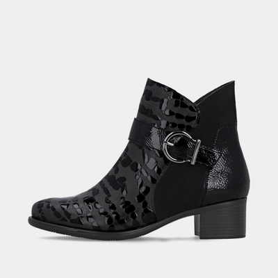 R5188 Schwarz Leather Ankle Boots