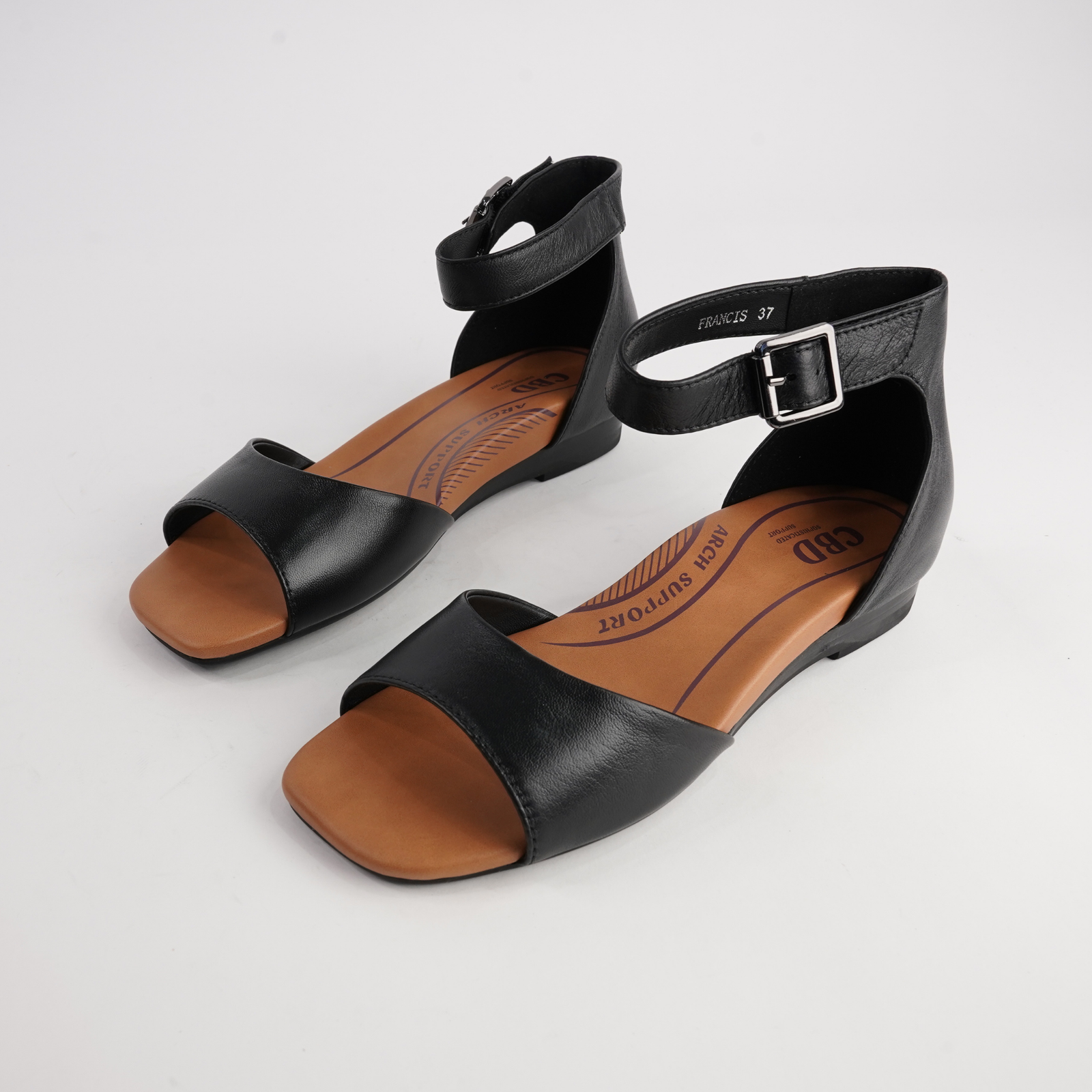 Francis Black Leather Sandals