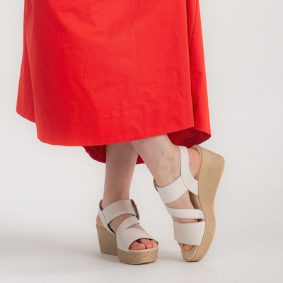 Thelma Latte Leather Wedges