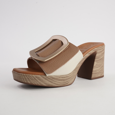 Rouba Taupe Leather Heels