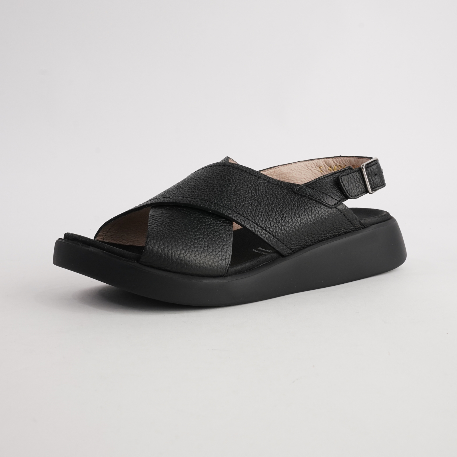 Colleen Black/ Black Sole Leather Sandals