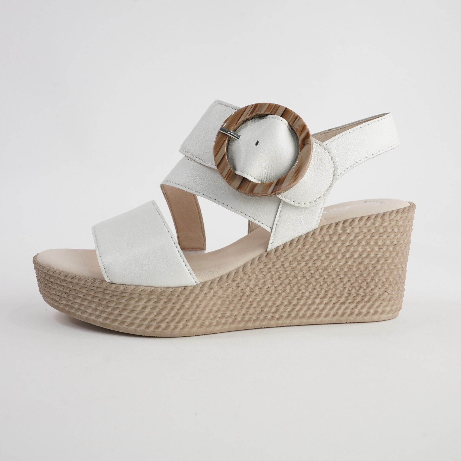 Thelma Latte Leather Wedges