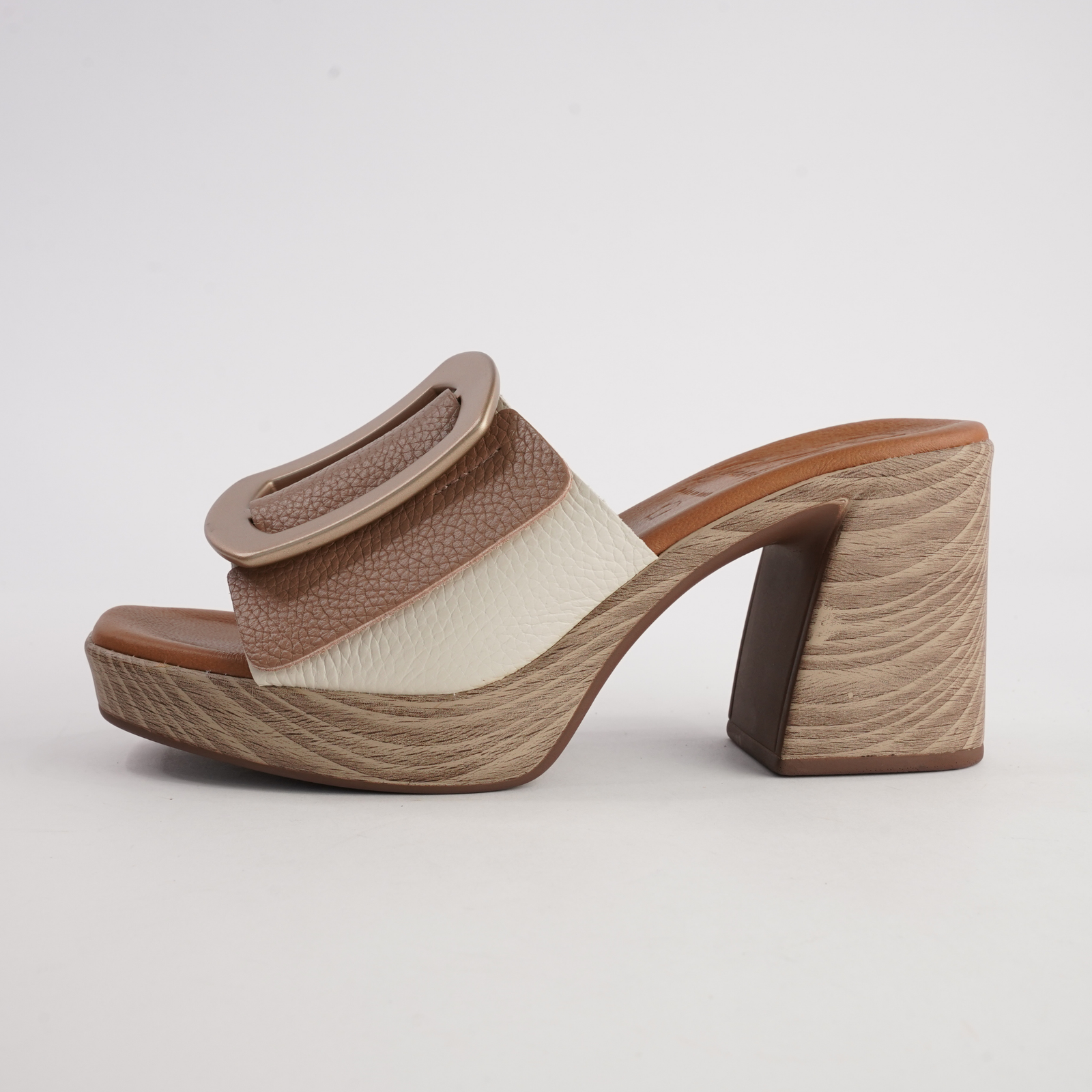 Rouba Taupe Leather Heels