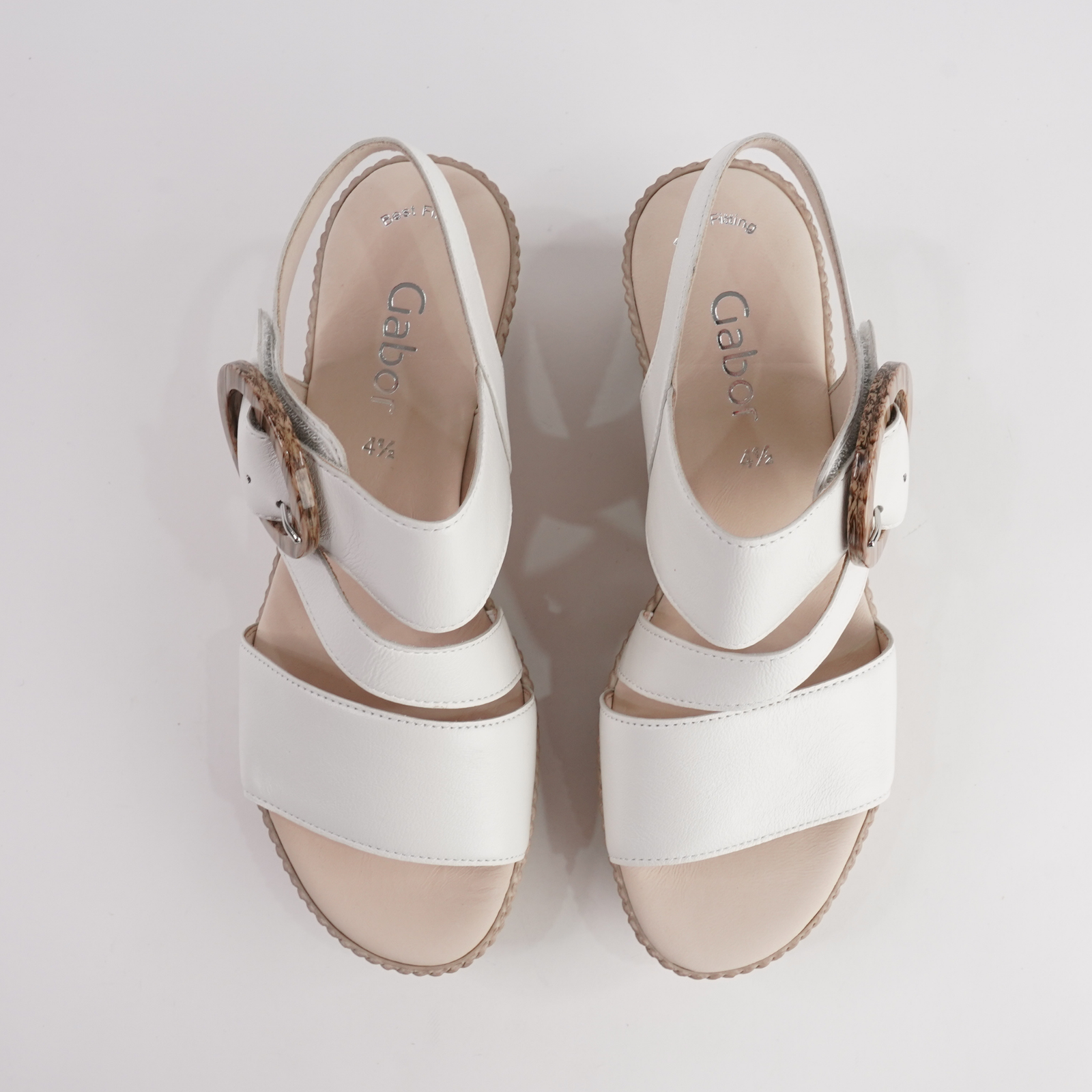 Thelma Latte Leather Wedges