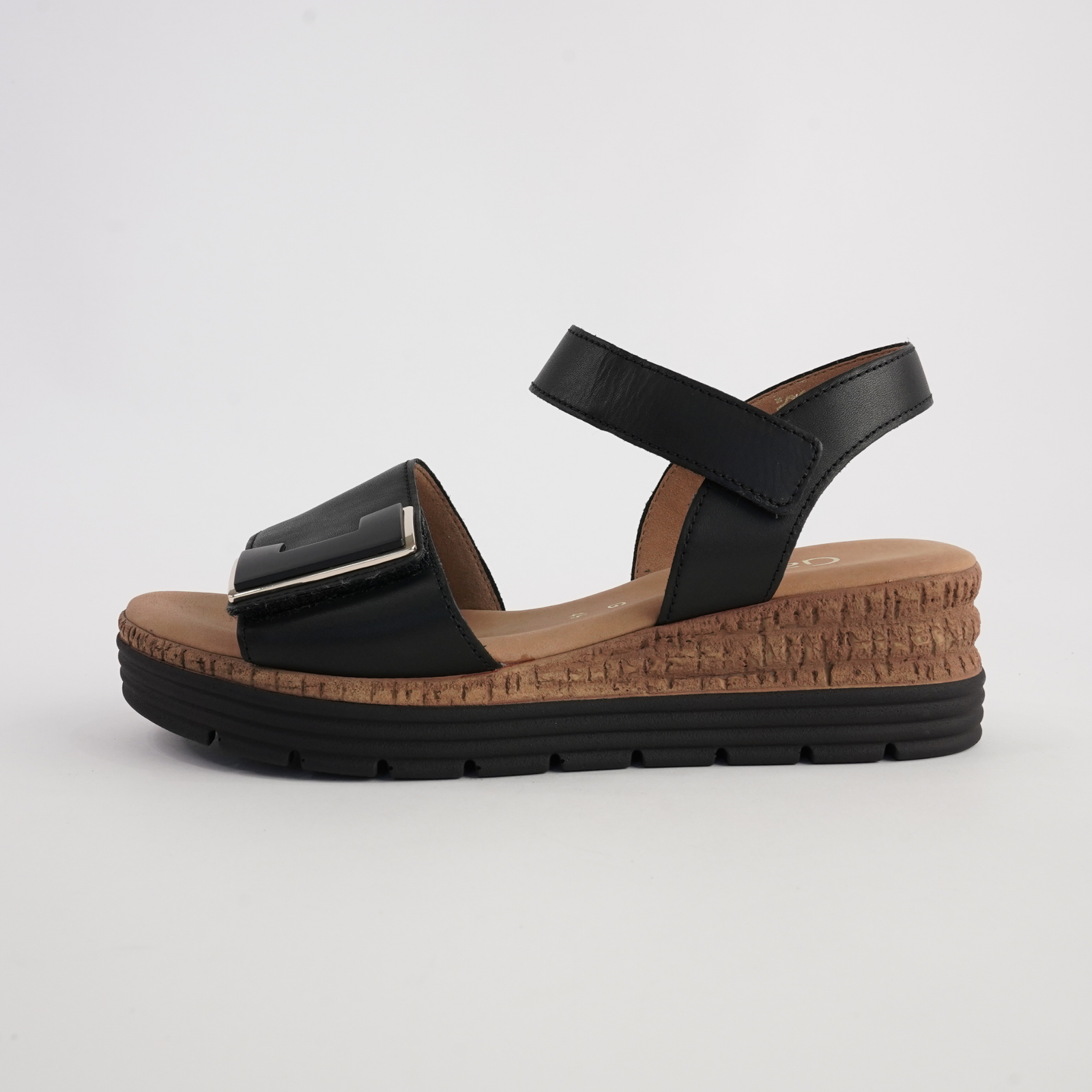Inez Black Leather Sandals