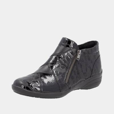 R7674 Schwarz Patent Leather Boots