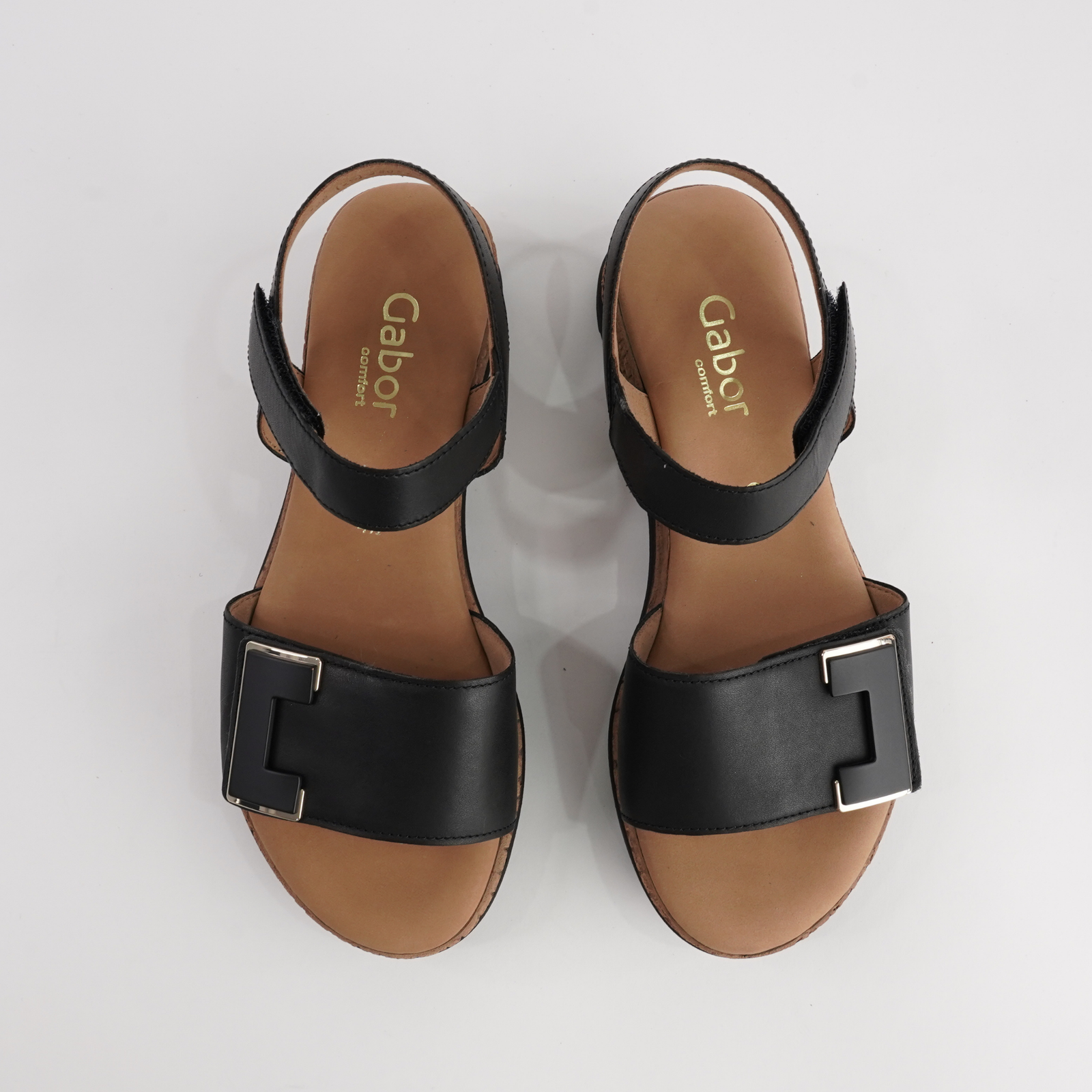 Inez Black Leather Sandals