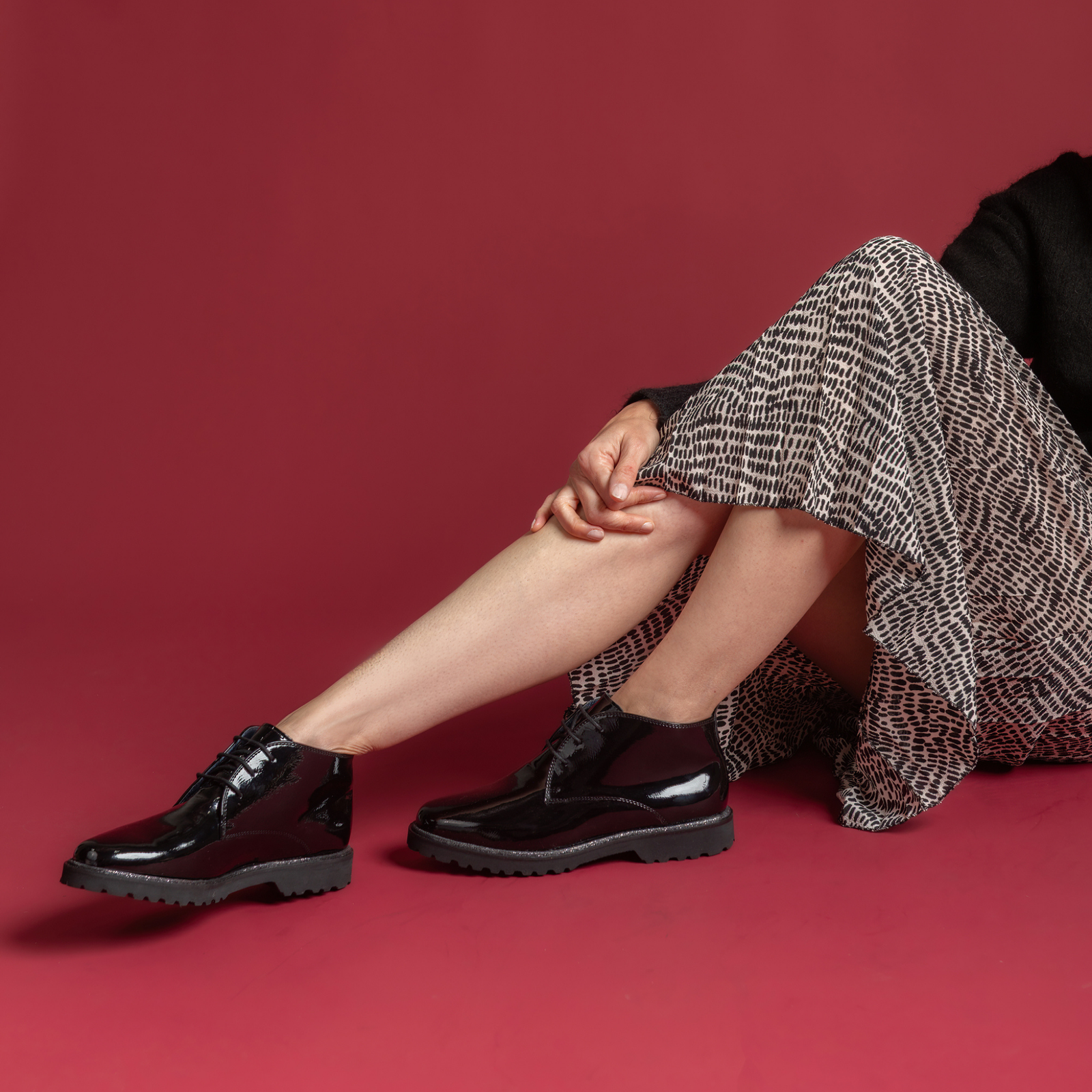 Meredith702 Black Patent Leather Ankle Boots