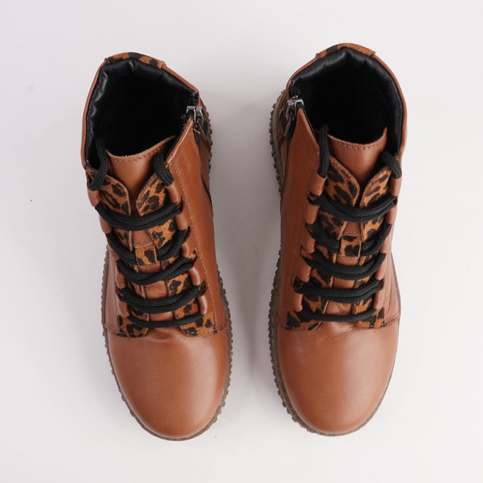 Bonnie Tan Leather Lace Up Boots