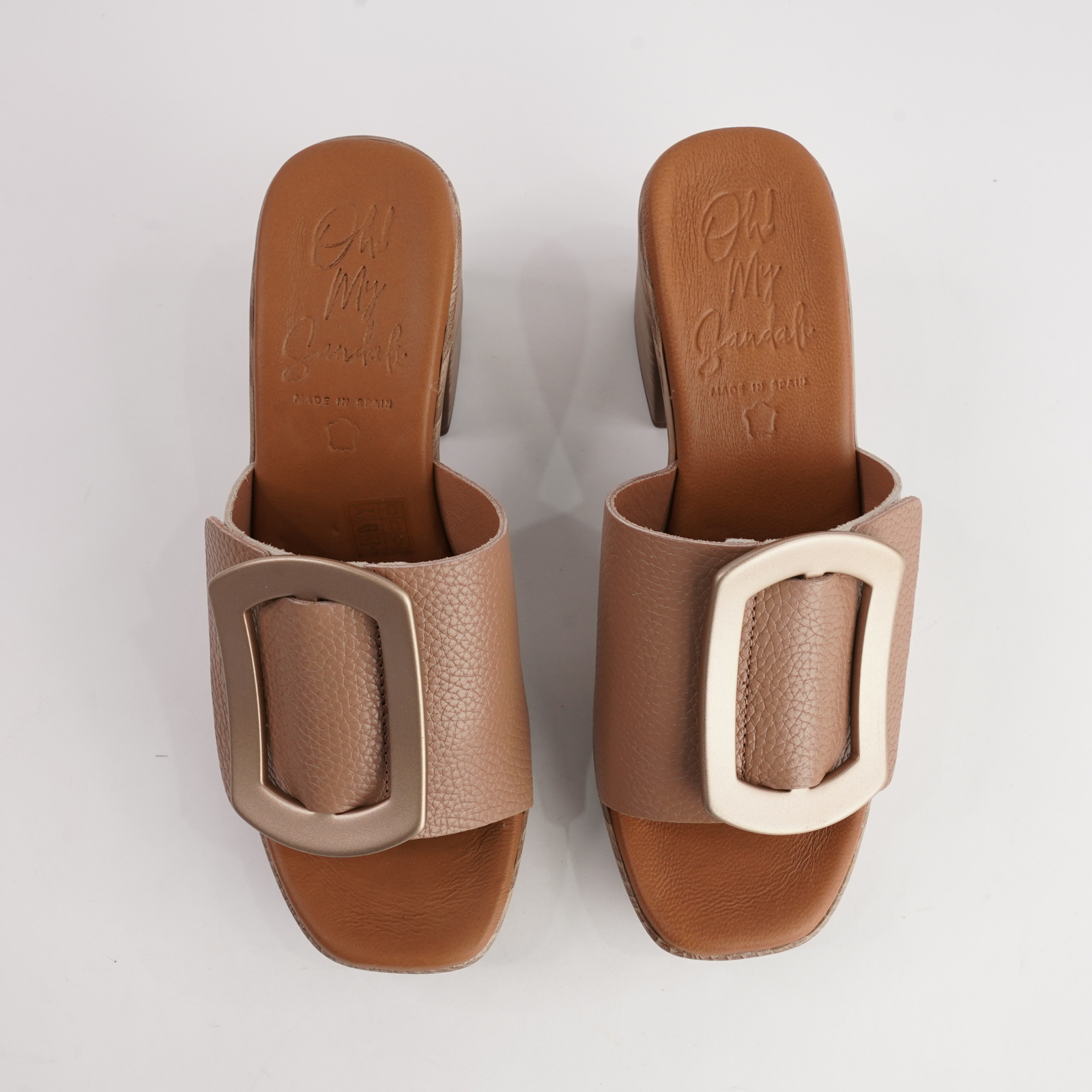 Rouba Taupe Leather Heels