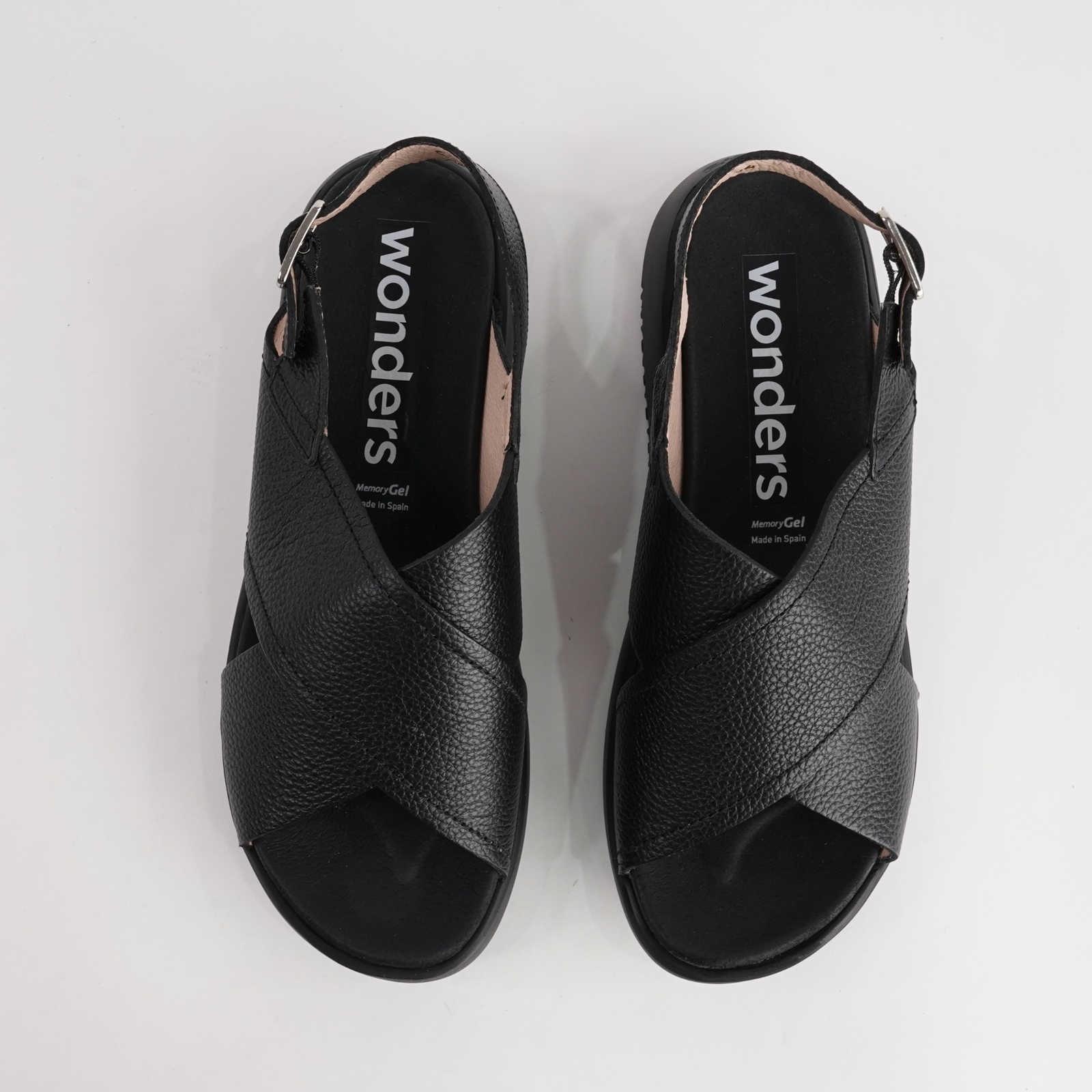 Colleen Black/ Black Sole Leather Sandals