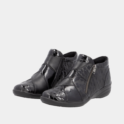 R7674 Schwarz Patent Leather Boots